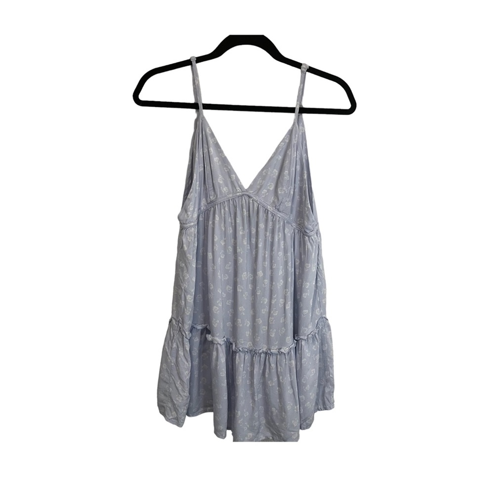 Kendall & Kylie Light Blue Floral Strappy Sleeveless Tiered Tunic Top Womens XS